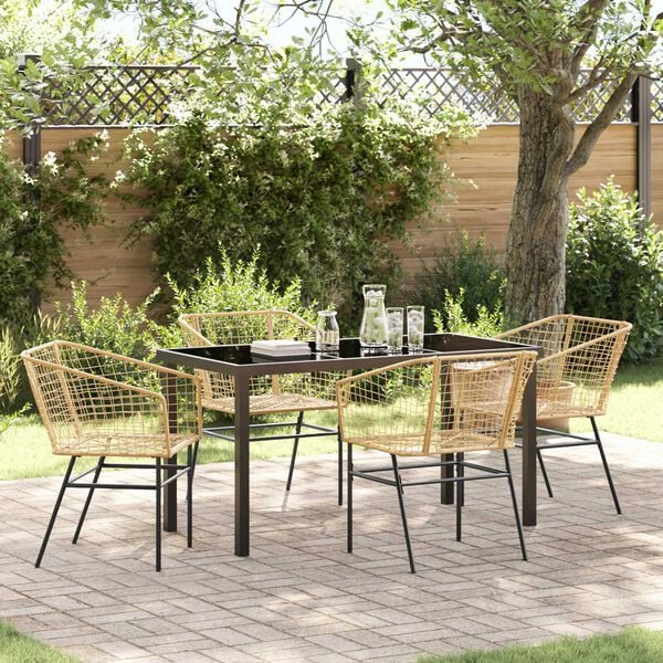 vidaXL Garten Essgruppe 5 pcs Braun Poly-Rattan