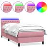 vidaXL Boxspringbett mit Matratze & LED Rosa 80x220 cm Samt