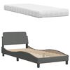 vidaXL Bett mit Matratze "Hanko" Dunkelgrau 80x200 cm Stoff