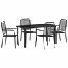 vidaXL Garten Essgruppe 5 pcs Schwarz Pulverbeschichteter Stahl