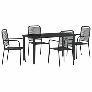 vidaXL Garten Essgruppe 5 pcs Schwarz Pulverbeschichteter Stahl
