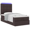 vidaXL Ottoman-Bett mit Matratze & LEDs Dunkelbraun 100x200 cm Stoff