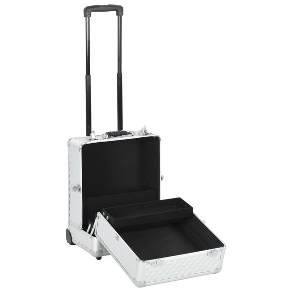 vidaXL Kosmetik-Trolley 35&times;29&times;45 cm Silbern Aluminium