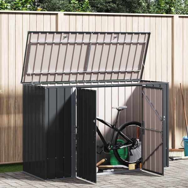 vidaXL Gartenlagerbox Schwarz 214 x 82 x 132 cm Stahl