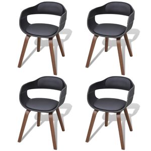 vidaXL Esszimmerst&uuml;hle 4 Stk. Schwarz Bugholz und Kunstleder