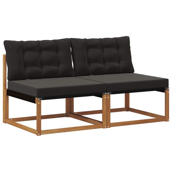 vidaXL 2 St&uuml;ck Outdoor Mittelsofa Massivholz Akazie Natur