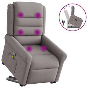 vidaXL Massagesessel mit Aufstehhilfe Taupe Stoff