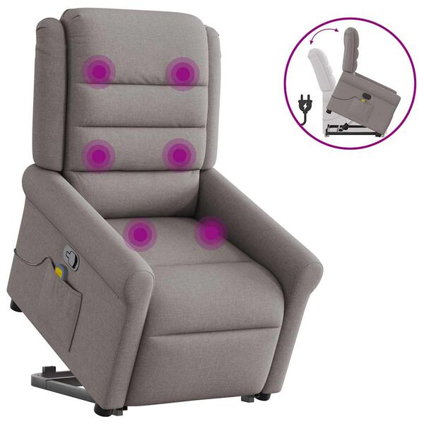 vidaXL Massagesessel mit Aufstehhilfe Taupe Stoff