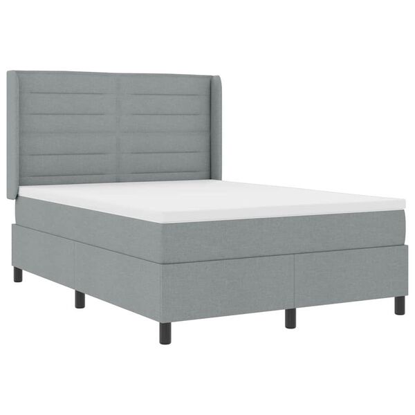 vidaXL Boxspringbett mit Matratze Hellgrau 190 x 140 cm Stoff