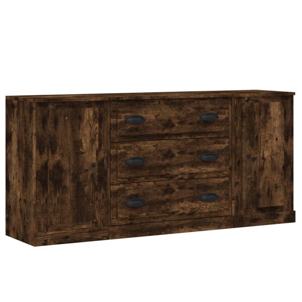 vidaXL Sideboards 3 Stk. Räuchereiche Holzwerkstoff
