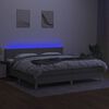 vidaXL Boxspringbett mit Matratze & LED Hellgrau 200x200 cm Stoff