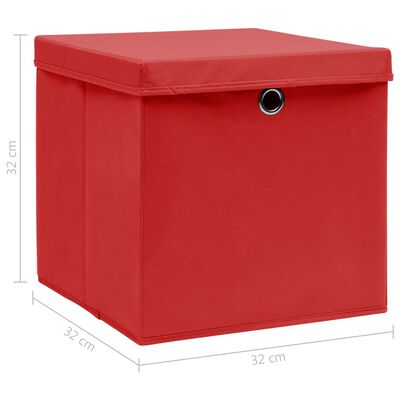 vidaXL Aufbewahrungsboxen mit Deckeln 4 Stk. Rot 32x32x32 cm Stoff
