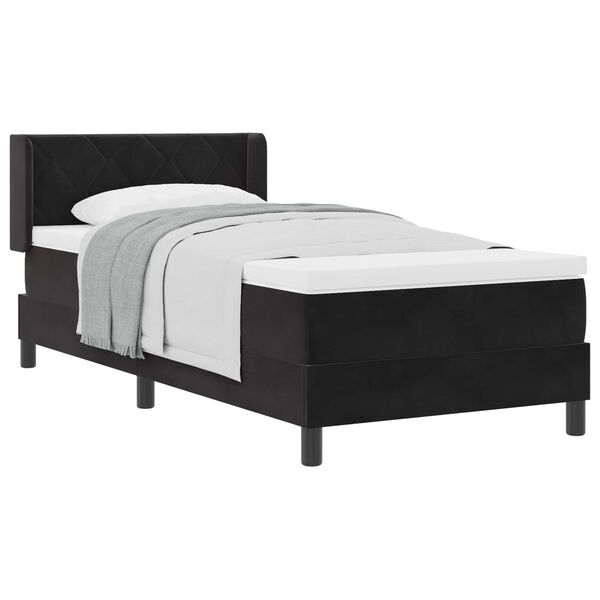 vidaXL Boxspringbett mit Matratze Schwarz 200 x 90 cm Samt