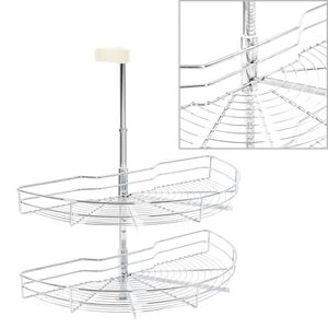 vidaXL 2-stufiger K&uuml;chen-Drahtkorb Silbern 180 Grad 75x38x80 cm