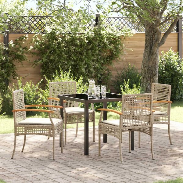 vidaXL Garten Essgruppe 5 pcs Beige Poly-Rattan
