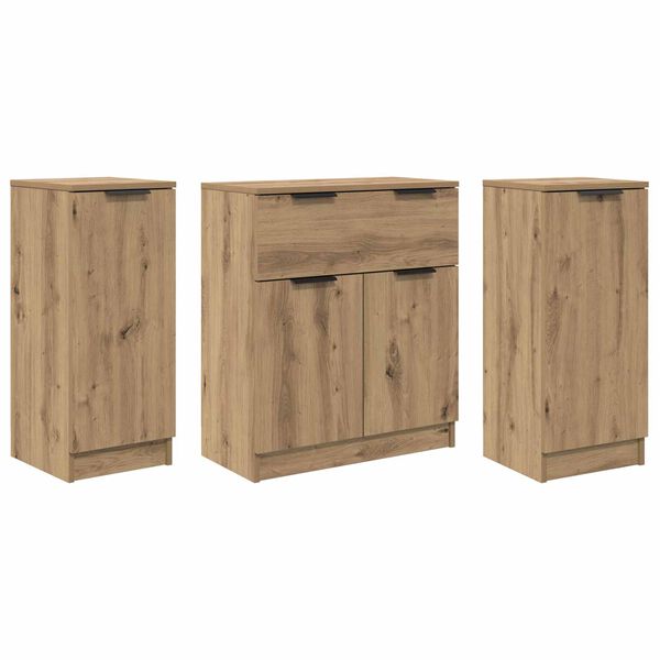 vidaXL Sideboard mit Schubladen 3 pcs Artisan-Eiche Holzwerkstoff