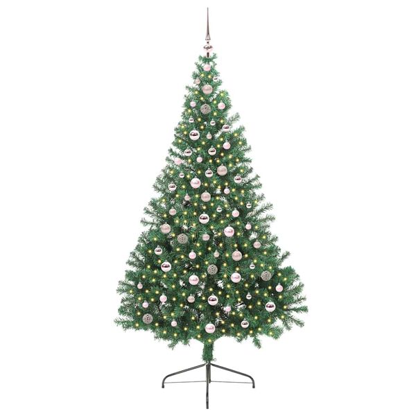 vidaXL K&uuml;nstlicher vorbeleuchteter Weihnachtsbaum Gr&uuml;n 240 cm PVC