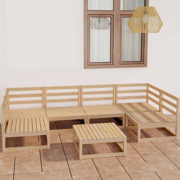 vidaXL 7-tlg. Garten-Lounge-Set Massivholz Kiefer