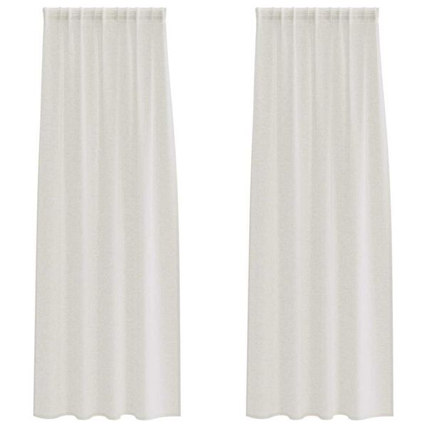 vidaXL Voile-Vorhang mit Vorh&auml;ngen 2 pcs Creme 225 x 140 cm Polyester
