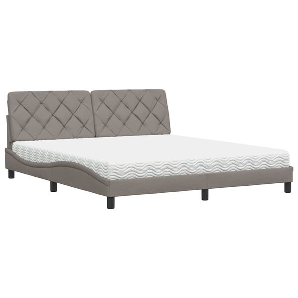vidaXL Bett mit Matratze Taupe 180x200 cm Stoff