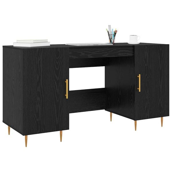 vidaXL Schreibtisch mit Regal Schwarz Eichen-Optik 140 x 50 x 75 cm