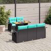 vidaXL 6-tlg. Garten-Sofagarnitur mit Kissen Schwarz Poly Rattan