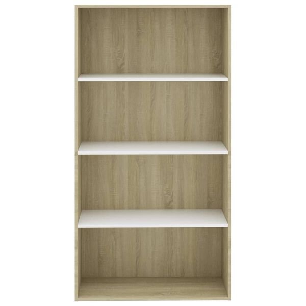 vidaXL B&uuml;cherregal 4 F&auml;cher Wei&szlig; und Sonoma-Eiche 80x30x151,5 cm