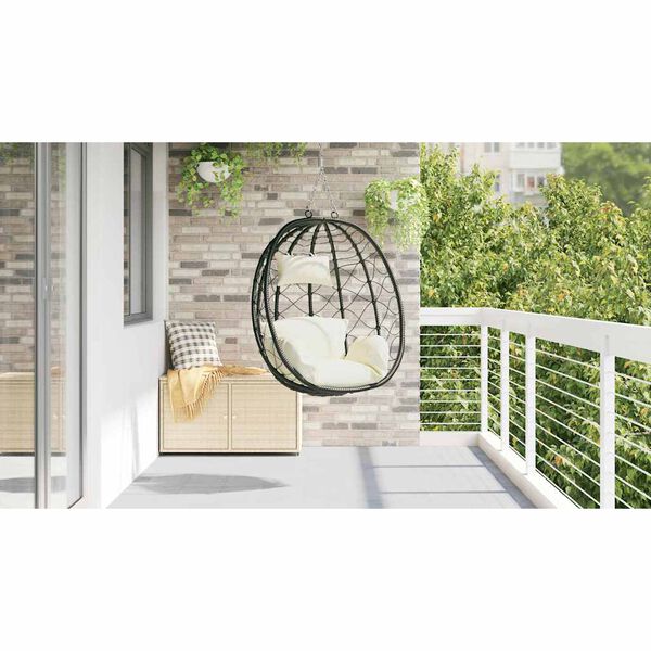 vidaXL H&auml;ngendes Ei-Stuhl Cremewei&szlig; 91,5 x 60 x 110 cm Poly-Rattan