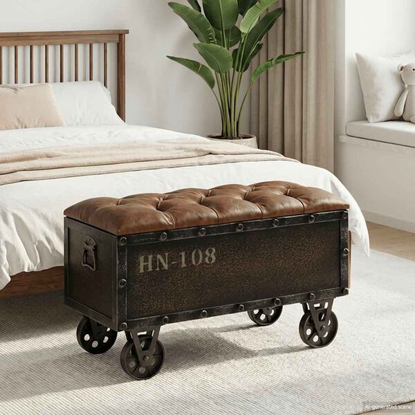 vidaXL Aufbewahrungsbank Massivholz Kunstleder 80,5x41x50 cm