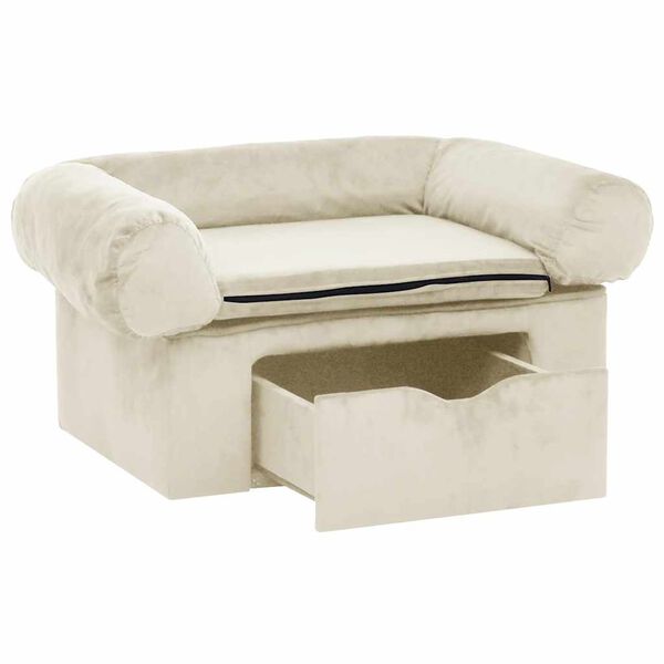 vidaXL Hundesofa mit Schublade Creme 75x50x38 cm Plüsch