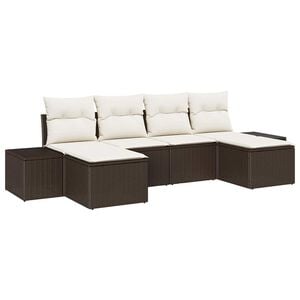 vidaXL Gartensofa-set mit Kissen 6 pcs Braun Poly-Rattan
