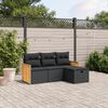 vidaXL 4-tlg. Garten-Sofagarnitur mit Kissen Schwarz Poly Rattan