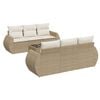 vidaXL 7-tlg. Garten-Sofagarnitur mit Kissen Beige Poly Rattan
