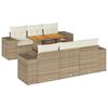 vidaXL 7-tlg. Garten-Sofagarnitur mit Kissen Beige Poly Rattan