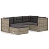 vidaXL 5-tlg. Garten-Lounge-Set mit Kissen Grau Poly Rattan