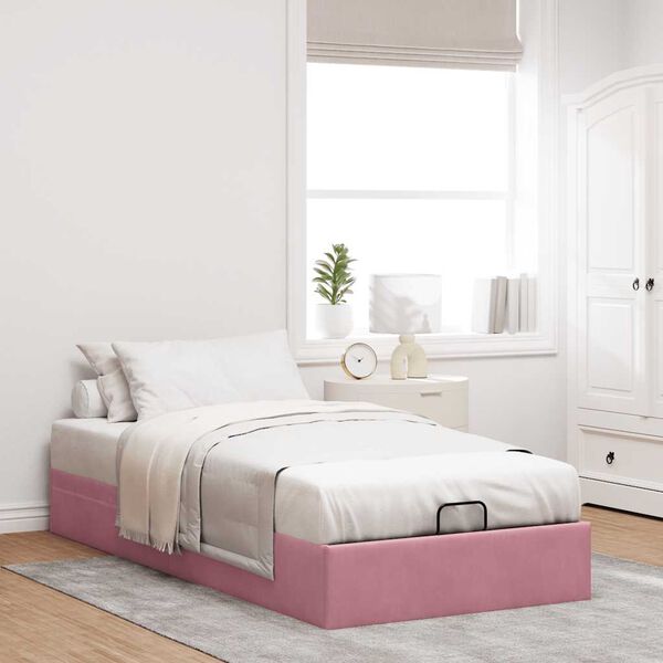 vidaXL Ottoman-Bett ohne Matratze Rosa 100x200 cm Samt