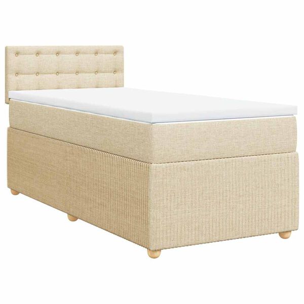 vidaXL Boxspringbett mit Matratze Creme 90x200 cm Stoff