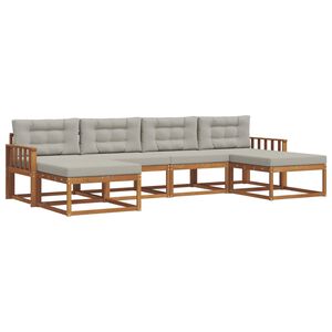vidaXL Outdoor-Sofagarnitur mit Kissen 6 pcs Nat&uuml;rlich und Hellgrau
