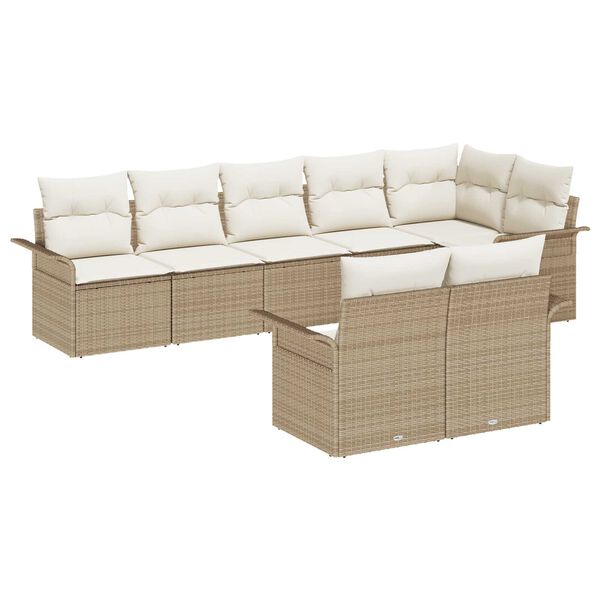 vidaXL Gartensofa-set mit Kissen 8 pcs Beige Poly-Rattan