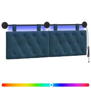 vidaXL H&auml;ngendes Kopfteil Mit LED Licht Blau Samt