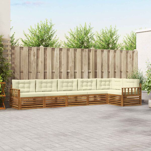 vidaXL Outdoor-Sofagarnitur mit Kissen 6 pcs Natur und Creme