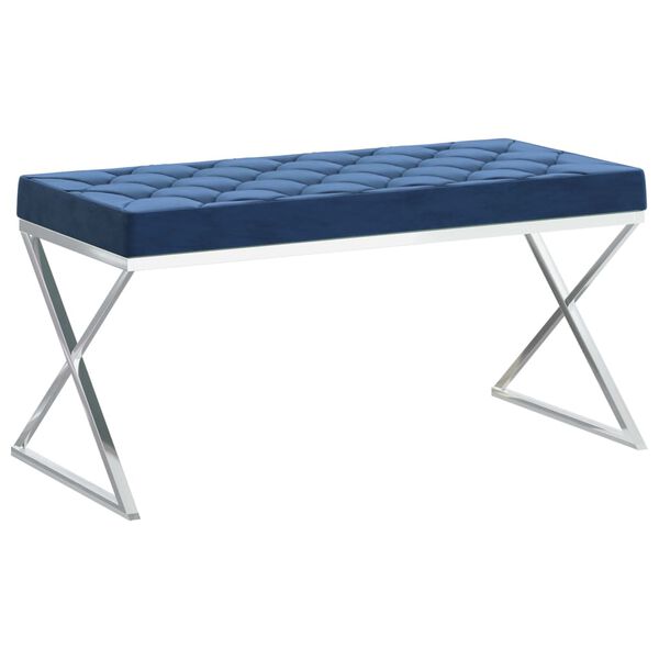 vidaXL Bank 97 cm Blau Samt und Edelstahl