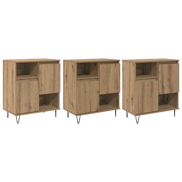 vidaXL Sideboard 3 pcs Artisan-Eiche 60 x 35 x 70 cm