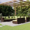 vidaXL 9-tlg. Garten-Lounge-Set mit Kissen Braun Poly Rattan