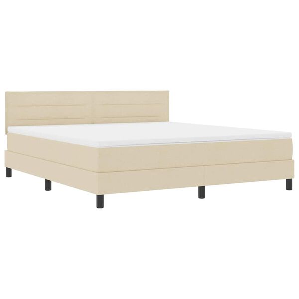 vidaXL Boxspringbett mit Matratze Creme 180 x 200 cm Stoff
