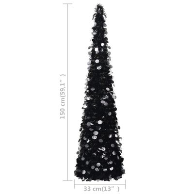 vidaXL Künstlicher Pop-Up-Weihnachtsbaum Schwarz 150 cm PET