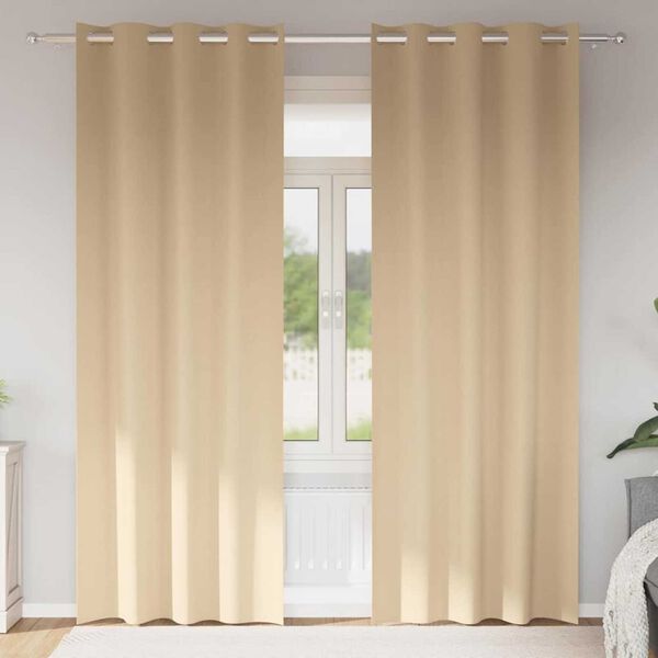 vidaXL Verdunkelungs-Vorh&auml;nge mit Ringen 2 pcs Creme 245 x 140 cm