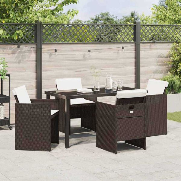 vidaXL Garten Essgruppe 5 pcs Braun Poly-Rattan