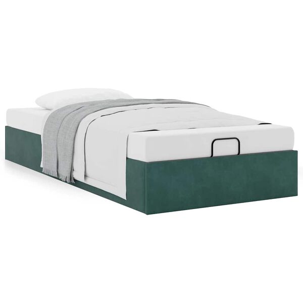 vidaXL Ottoman-Bett ohne Matratze Dunkelgrün 90x200 cm Samt