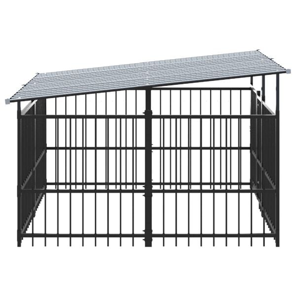 vidaXL Outdoor-Hundezwinger mit Dach Stahl 3,75 m&sup2;